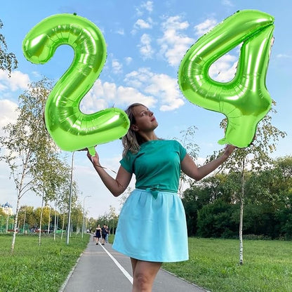 TONIFUL 40 Inch Green Number 24 Balloon Large Foil 24th Birthday Decoration | - Image 3