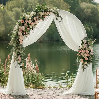 Ivory Wedding Arch Draping Fabric Backdrop Drapes Sheer 6 Panels | 28.7"x20FT - Image 3