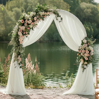 Ivory Wedding Arch Draping Fabric Backdrop Drapes Sheer 2 Panels | 28.7"x20FT - Image 5
