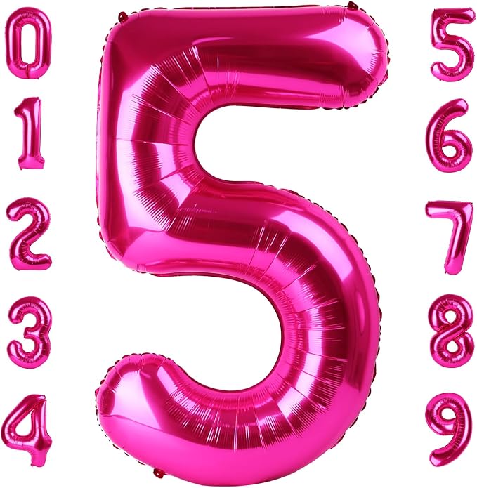 5 Balloon Number 40 Inch Hot Pink Balloons by Mluchee