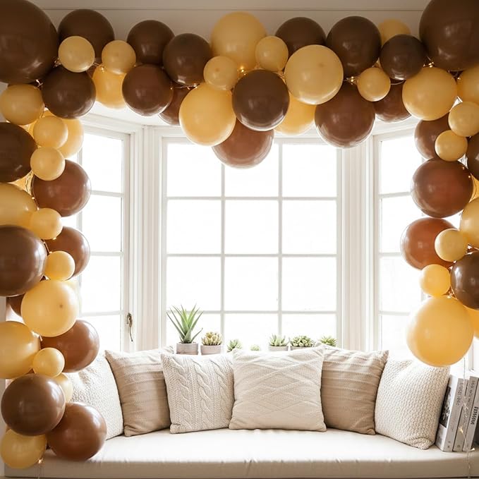 RUBFAC Brown Balloons Different Sizes Light Brown Party Balloon 154pcs | - Image 6