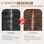 S-noilite Hair Toppers for Women Real Human Hair 3D 360° Cover Clip in 100% Real Human Hair Toppers 3″*4″ Clip in Silk Base 12 inch Dark Brown