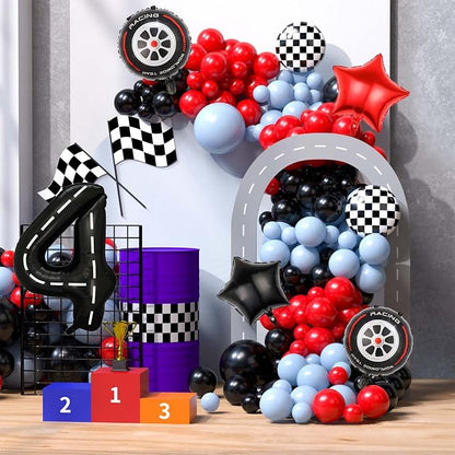 Race Car Balloons, 40 Inch Racetrack Number 4 Balloons, Big Number Balloons - Image 4