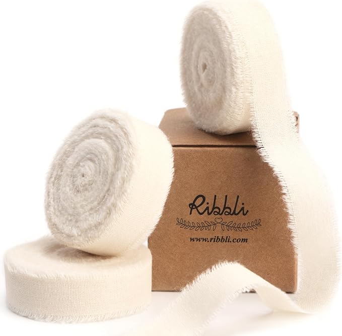 Ribbli 3 Rolls Ivory Ribbon 5/8 Inch x 18Yards Cream White Handmade Cotton by Ribbli