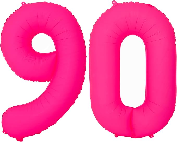 Pink Birthday Number 90 Balloons 40IN Fluorescent Pink 90 Foil Balloon | by YOIOZAIZAI