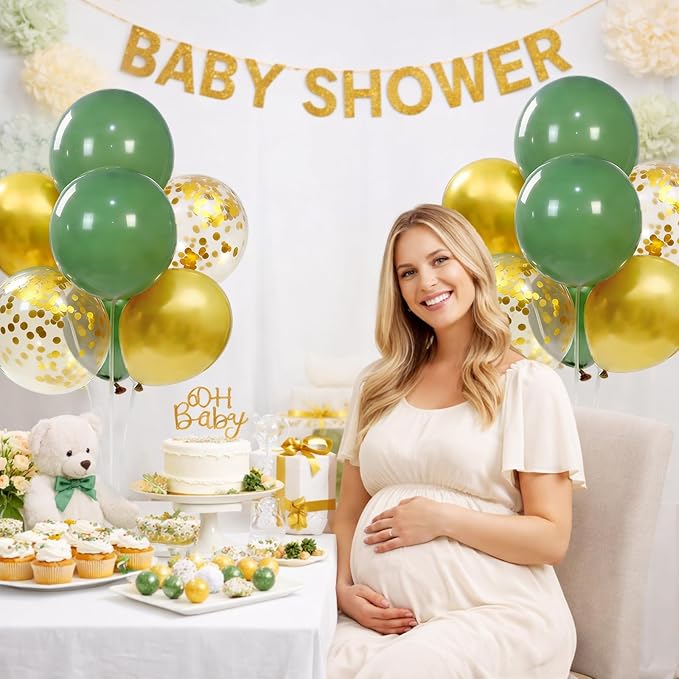 4Sets Green and Gold Balloon Centerpieces - Image 4