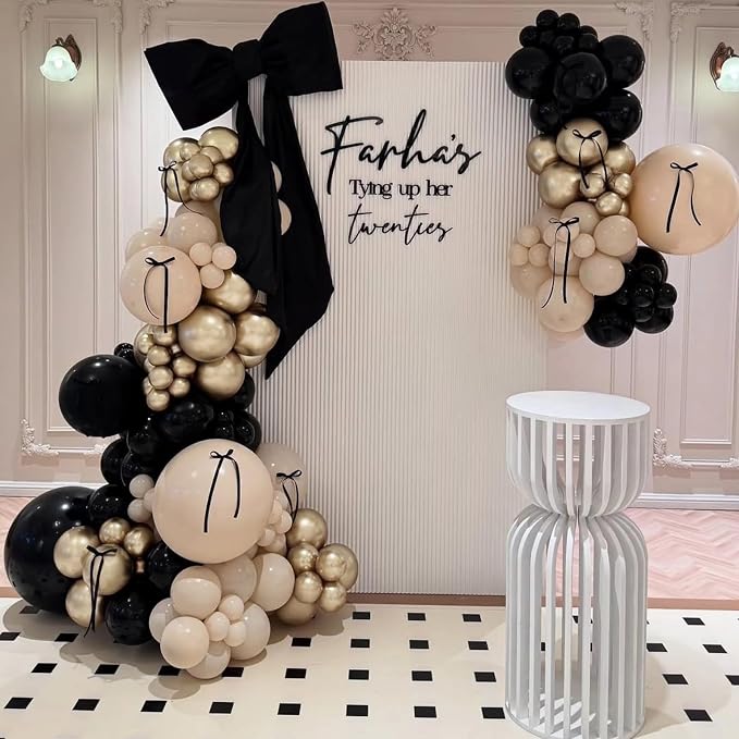 Black and Gold Balloon Arch Kit 138Pcs Chrome Gold Sand White Star Foil Balloons - Image 6