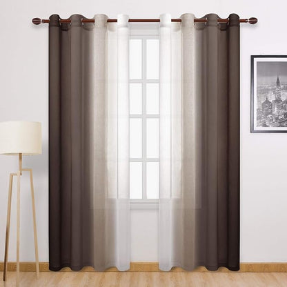 DWCN Ombre Faux Linen Sheer Curtains by DWCN