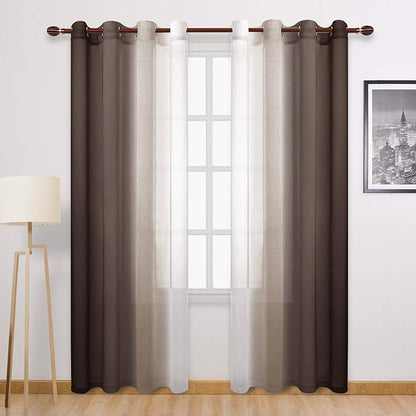 DWCN Faux Linen Ombre Sheer Curtains by DWCN