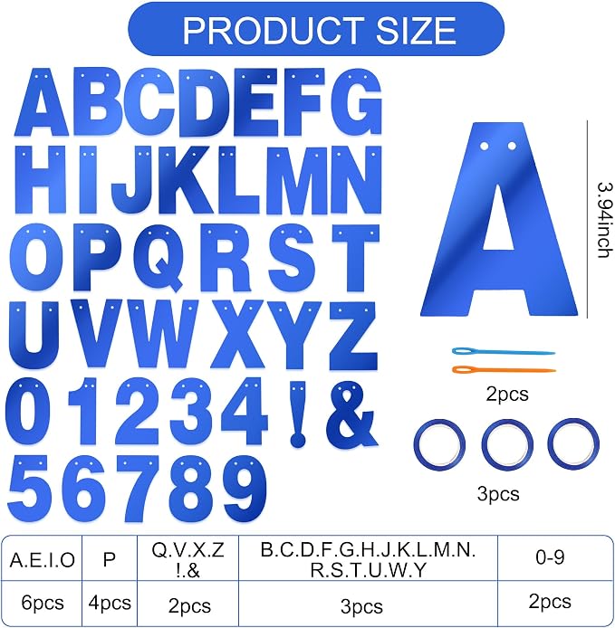 BEISHIDA Double-sided Blue 116PCS A-Z DIY Letter Custom Banner Party Decor | - Image 2