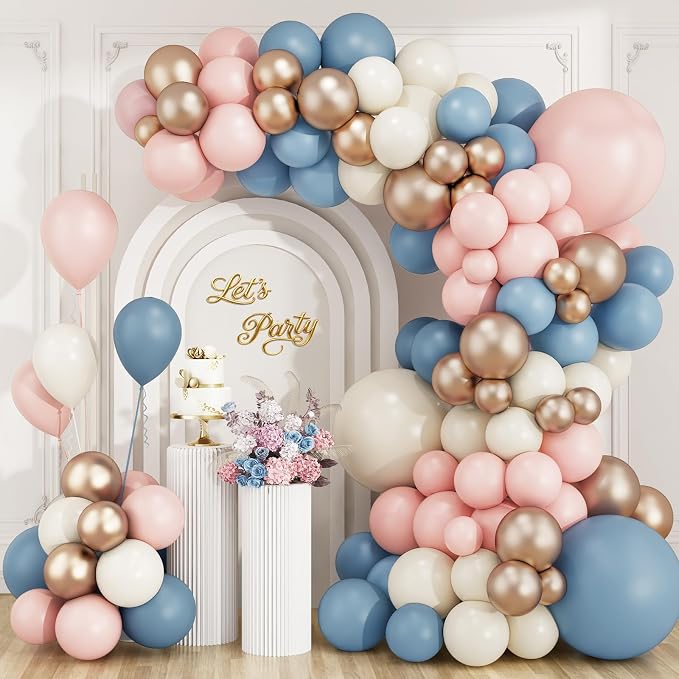 RUBFAC Pink and Blue Balloons Arch Kit, Gender Reveal Balloon Arch Kit 144 Pcs by RUBFAC