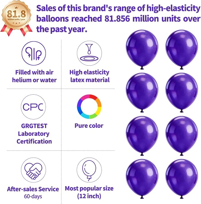 110pcs Purple Balloons 12 inch - Image 2