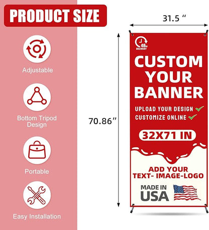 Custom X Banner Stand 32"x71", Portable Retractable Banner - Image 2