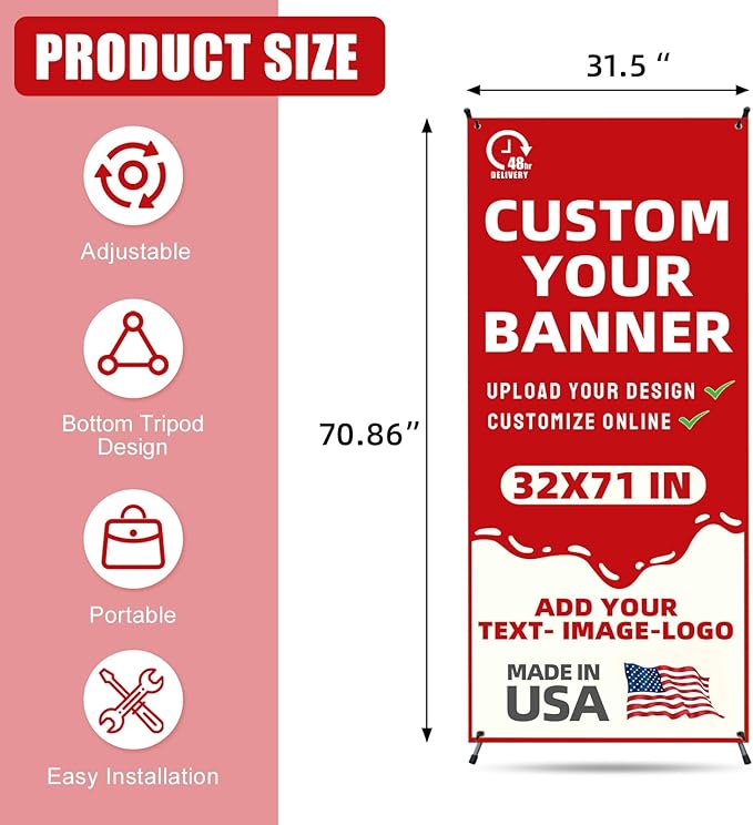 Custom X Banner Stand 32"x71", Portable Retractable Banner - Image 2