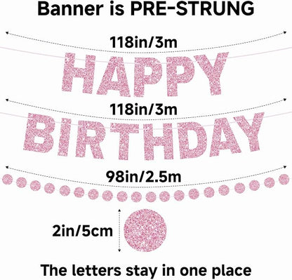 Alynta Happy Birthday Banner Pre-Strung Glitter Birthday Party Decorations | NO - Image 3