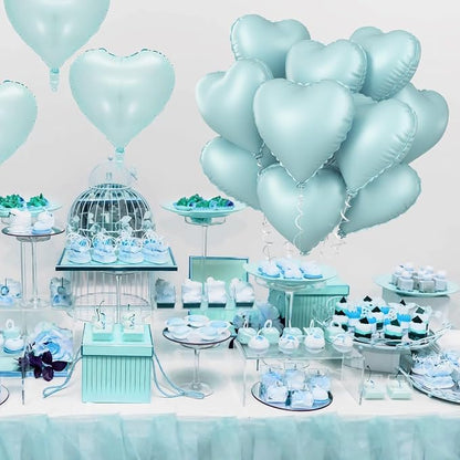 Baby Blue Heart Balloon, 18inch Pastel Blue Heart Shape Balloons Helium - Image 9