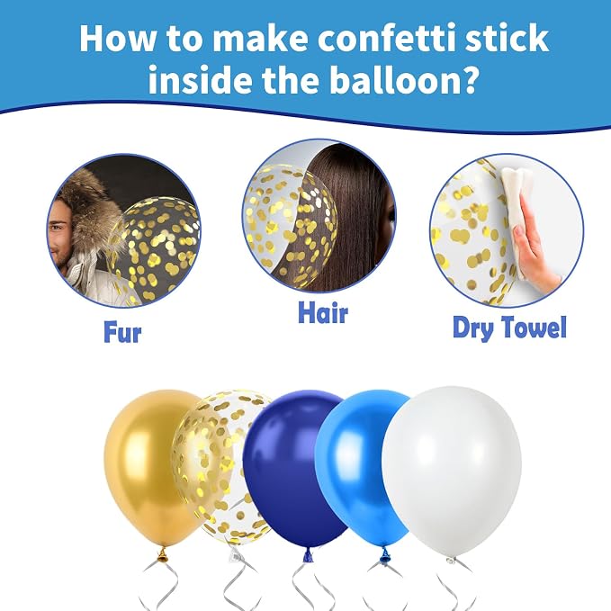 Navy Blue and Gold Balloons, Metallic Golden and Blue Balloon Navy and White - Image 7