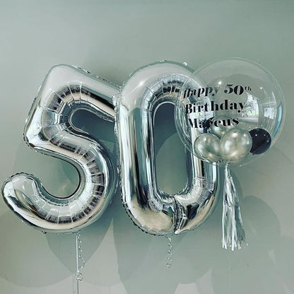 40 Inch Silver 50 Number Balloons Giant Jumbo Huge 50 Foil Mylar Helium Number - Image 6