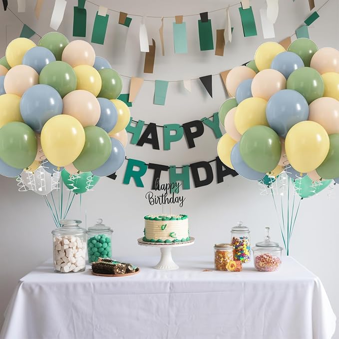 Sage Green Dusty Blue Yellow Balloons - Image 9
