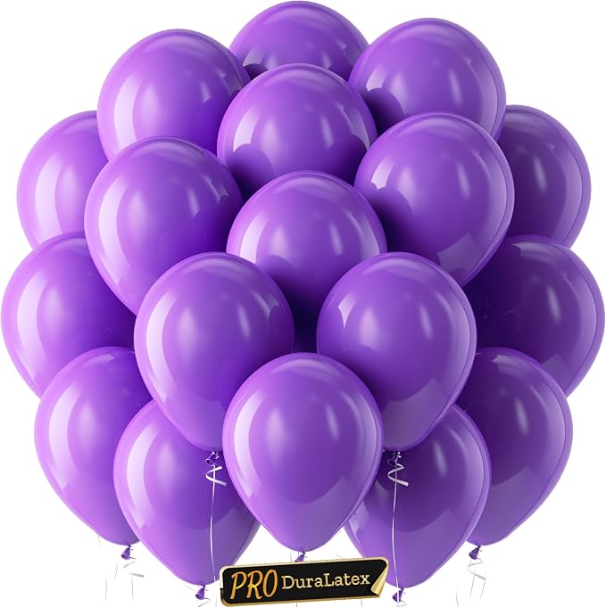 Pro Duralatex Purple Extra-Thick Balloons 120 Pack 10 inch | Matte Purple by Bezente