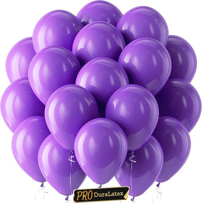 Pro Duralatex Purple Extra-Thick Balloons 120 Pack 10 inch | Matte Purple by Bezente