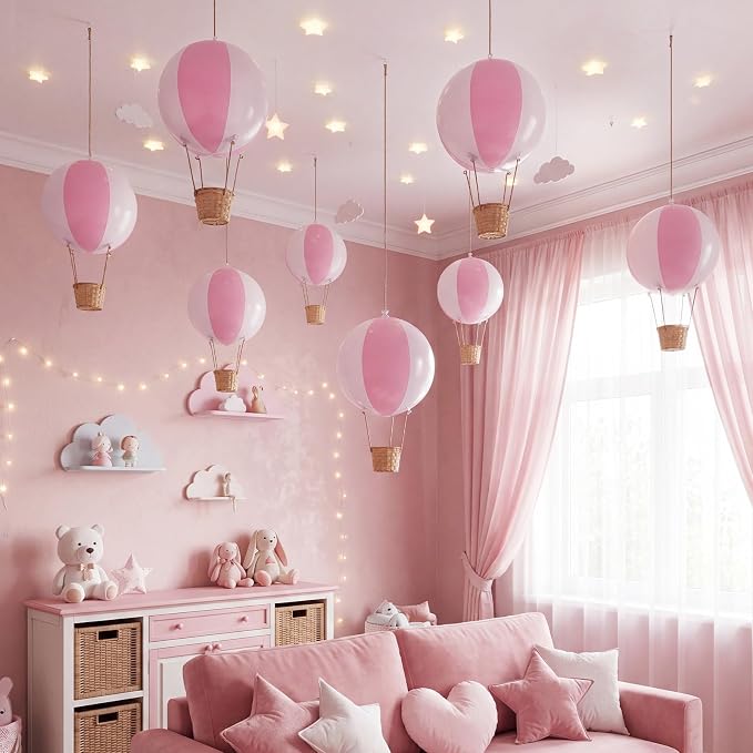 8 Sets Hanging Hot Air Balloon Decoration from Ceiling 12 Inch PVC Lanterns by Unknown