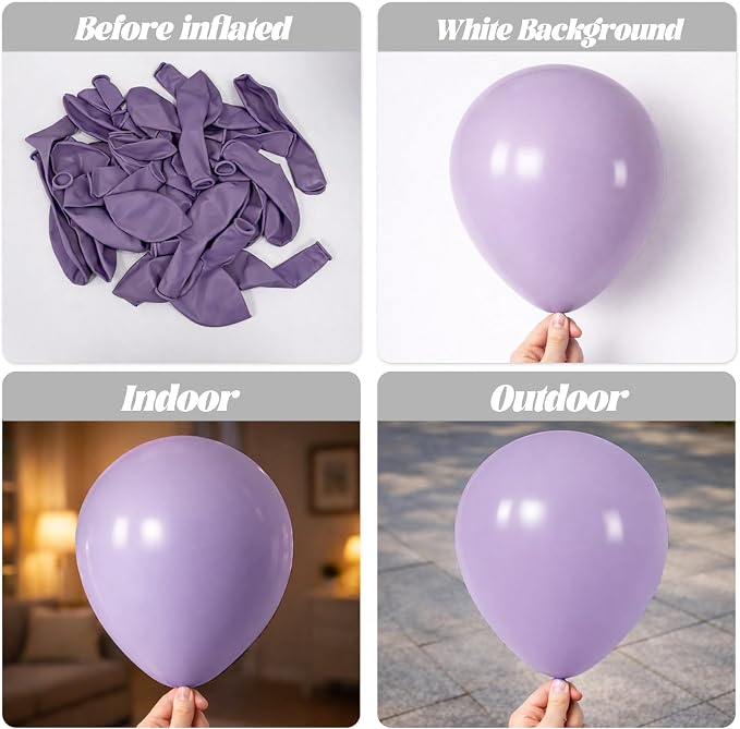Voircoloria 105pcs Lilac Purple Party Latex Balloons, 12inch | - Image 3