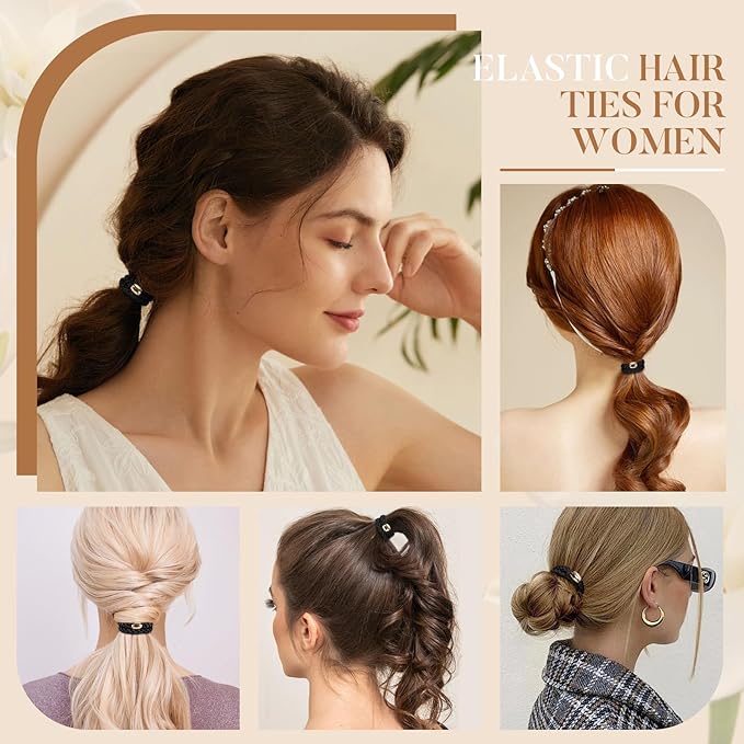 Hair Ties No Damage - 10PCS Ponytail Holders - Elastic Hair Ties for Thick Hair - Braided Hair Bands for Women Girls's Hair - Neutral