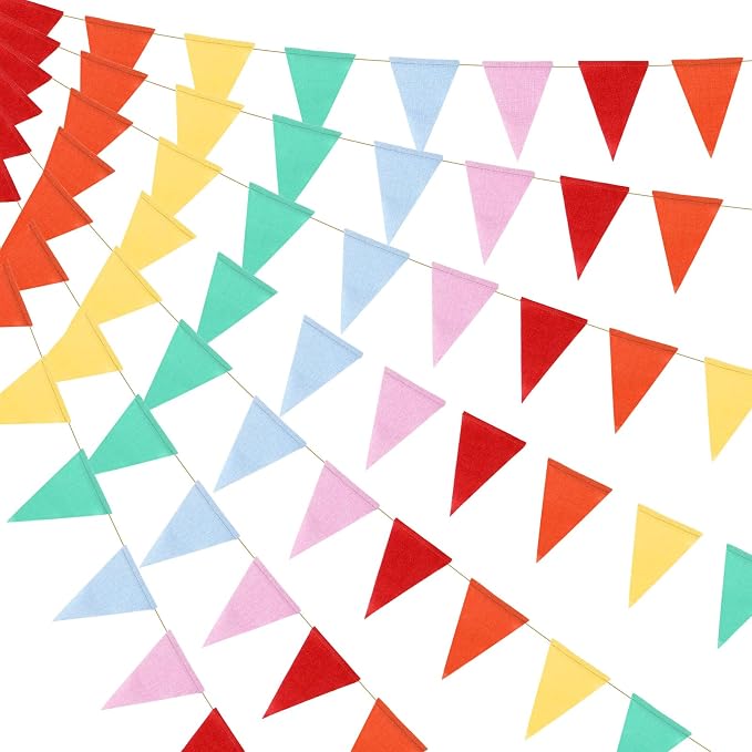 HESTYA 42 Pieces Colorful Pennant Banner Flag Multicolor Bunting Triangle by Hestya