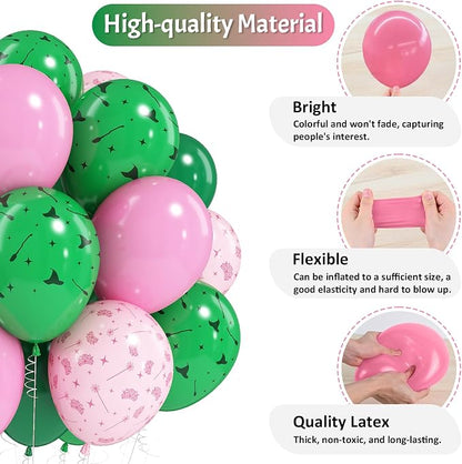 Jobkoo Pink and Green Balloons 12 Inch Dark Green Light Pale Pink Printed - Image 6
