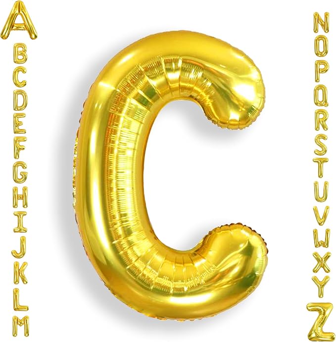 AULE 40 Inch Gold C Balloon Letter Foil A-Z Birthday Big Alphabet | Birthday by AULE