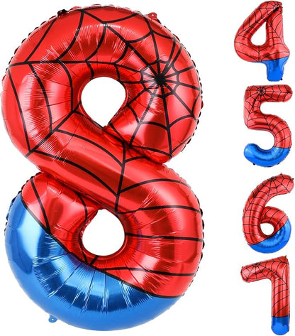 40 Inch Vibrant Spider-Themed Number Foil Balloons by AXBMM
