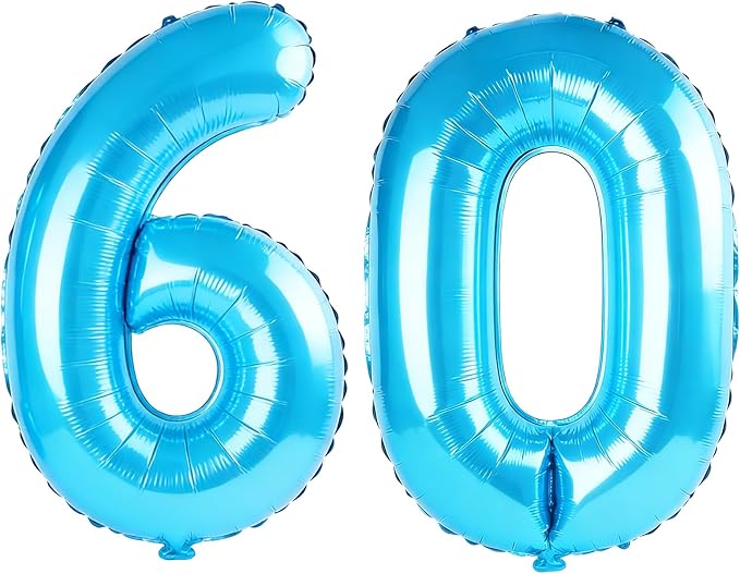 40 Inch Number 60 Balloons for 60th Birthday Party Decorations, 0-100 Jewelry by FOBELEC