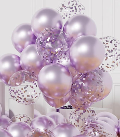 AULE 42Pcs Metallic 12 Inch Lavender Confetti Balloons Set | Light Purple Party by AULE