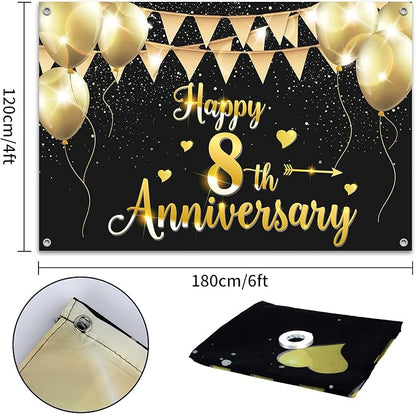 HAMIGAR 6x4ft Happy 8th Anniversary Banner Backdrop - Image 2
