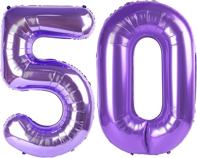 Purple Number 50 Balloon 40 Inch, 50th Birthday Decorations Men Women | Foil by IWERP