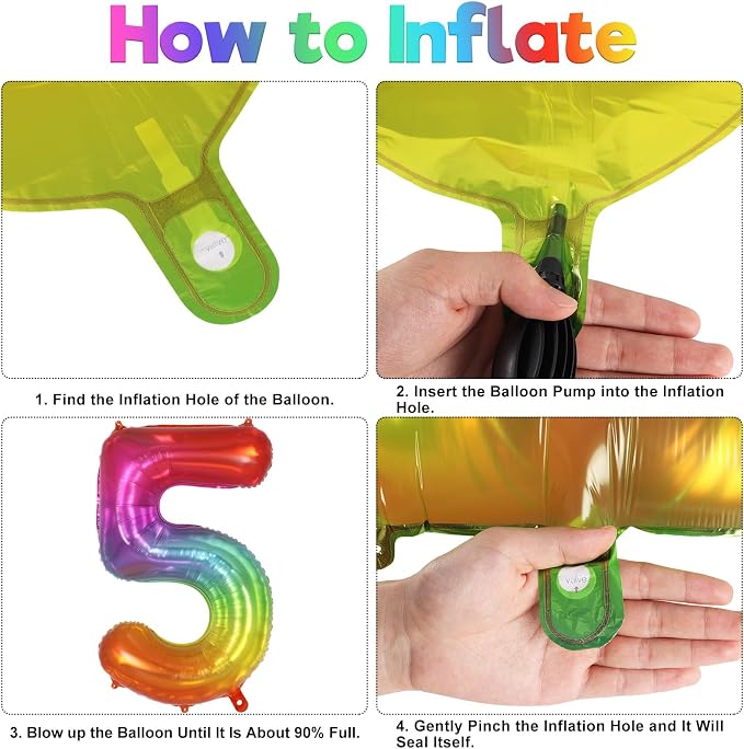 Rainbow Number 5 Balloon 40 Inch, Big Large Foil Number Balloons, Gradient - Image 7