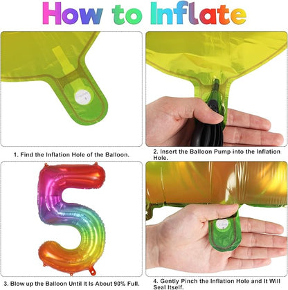 Rainbow Number 5 Balloon 40 Inch, Big Large Foil Number Balloons, Gradient - Image 7