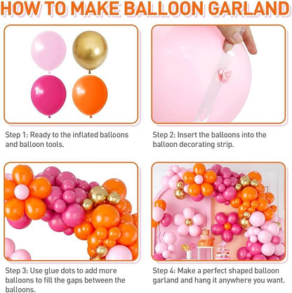 Pink Orange Balloon Garland, Daisy Balloon Arch - Image 8