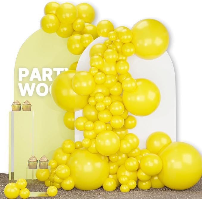 PartyWoo Yellow Balloons 130pcs Matte Yellow Color 18 12 10 5 Inch | 18 12 10 5 by PartyWoo