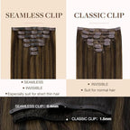 GOO GOO Clip in Hair Extensions Real Human Hair, Remy Human Hair Extensions Clip ins for Women, Natural Human Hair, 24 Inch 140g 7Pcs, 2C/4E/6C Brown Sugar Swirl Highlights