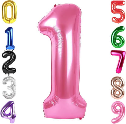 40 Inch Pink Number 1 Balloon Birthday Party Decorations by Hadoife