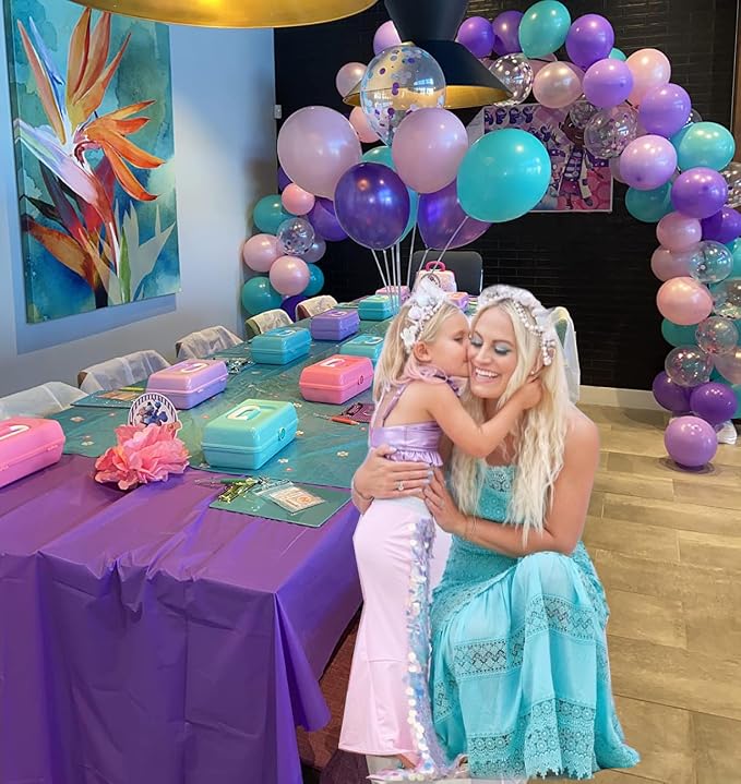 Mermaid Balloons Pink Purple Party Balloon, Under The Sea Party Decorations - Image 7