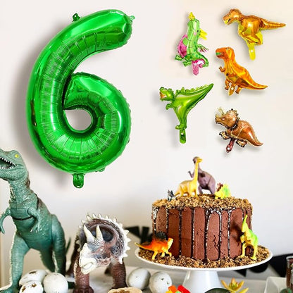 LilyZheng Large Dinosaur Balloon Number 6, 40 Inch Dark Green Foil Balloon - Image 5
