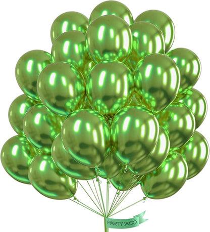PartyWoo Metallic Green Balloons 50pcs Latex Helium Balloons 12 Inch | by PartyWoo