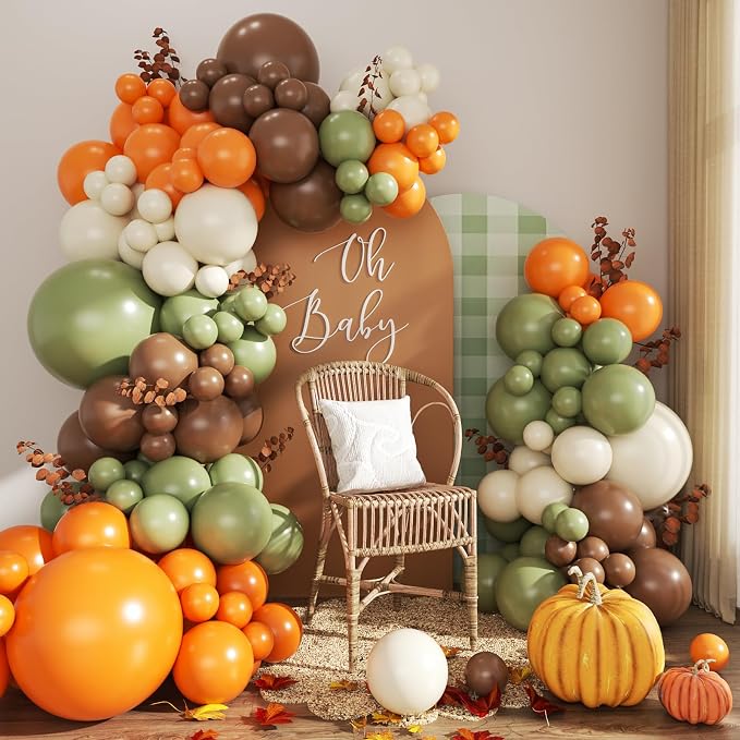 Green Fall Balloon Arch Kit for Autumn Thanksgiving Party Decorations | Orange by CROSSFINGERS