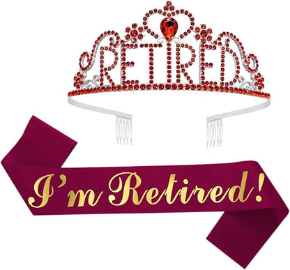 JETKONG Retirement Party Decorations Retired Tiara/Crown, Retired Sash by JETKONG