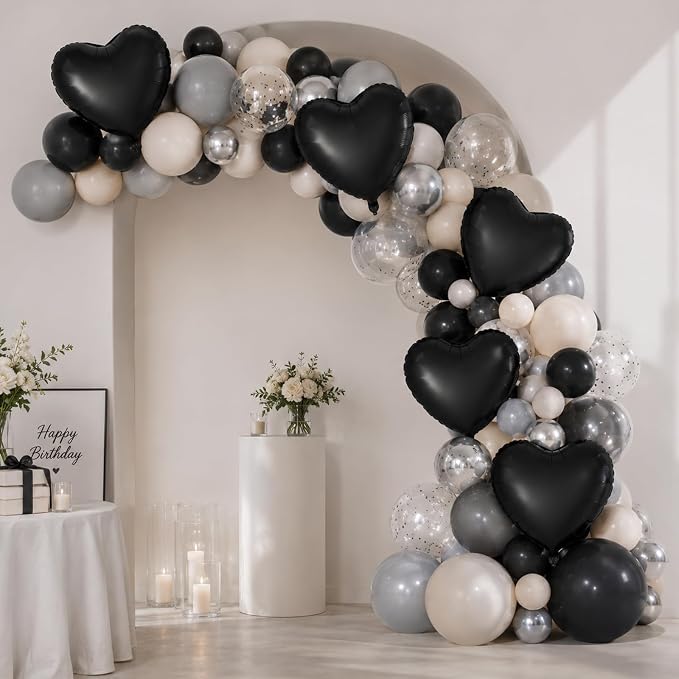 TONIFUL 15 Pack 18 Inch Matte Black Heart Foil Balloons – Black Mylar Heart - Image 4