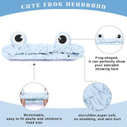 Jowmoy Blue color Frog Eye Elastic Headband - Versatile for Spa, Skincare, Makeup, Face Wash, Fun Gift for Women (1 Pack)