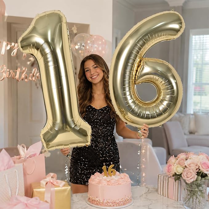 Champagne Gold 16th Birthday Balloons - Image 5